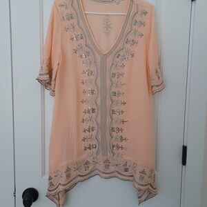 Stunning Soft Surroundings, Delicate, Sequined. Embroidered Top/dress, Size Med.